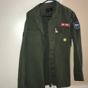 Army green PACSUN long sleeve button down jacket